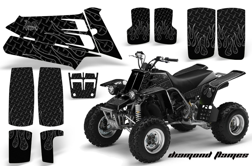 ATV Graphics Kit Quad Decal Sticker Wrap For Yamaha Banshee 350 1987-2005 DIAMOND FLAMES BLACK BLACK-atv motorcycle utv parts accessories gear helmets jackets gloves pantsAll Terrain Depot