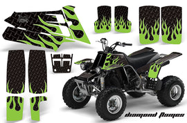 ATV Graphics Kit Quad Decal Sticker Wrap For Yamaha Banshee 350 1987-2005 DIAMOND FLAMES GREEN BLACK-atv motorcycle utv parts accessories gear helmets jackets gloves pantsAll Terrain Depot