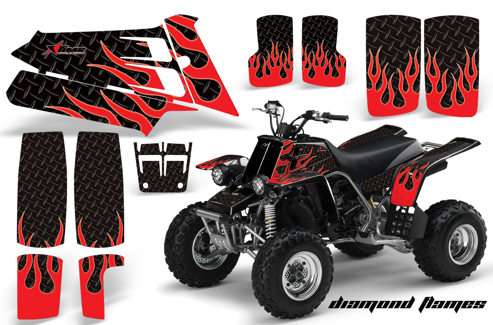 ATV Graphics Kit Quad Decal Sticker Wrap For Yamaha Banshee 350 1987-2005 DIAMOND FLAMES RED BLACK-atv motorcycle utv parts accessories gear helmets jackets gloves pantsAll Terrain Depot