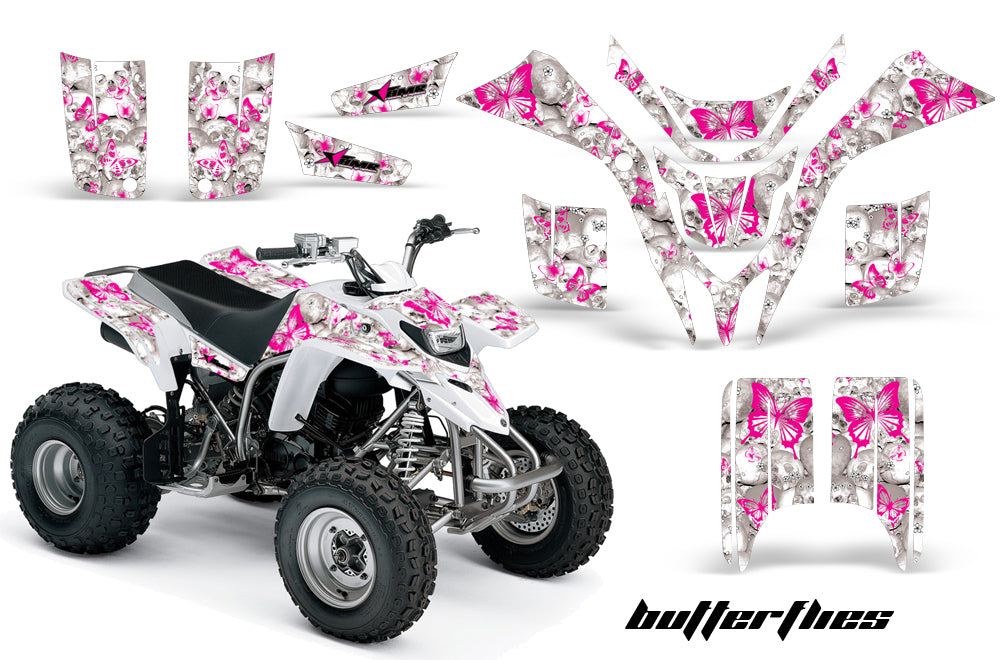 ATV Graphics Kit Quad Decal Wrap For Yamaha Blaster YFS200 1988-2005 BUTTERFLIES PINK WHITE-atv motorcycle utv parts accessories gear helmets jackets gloves pantsAll Terrain Depot