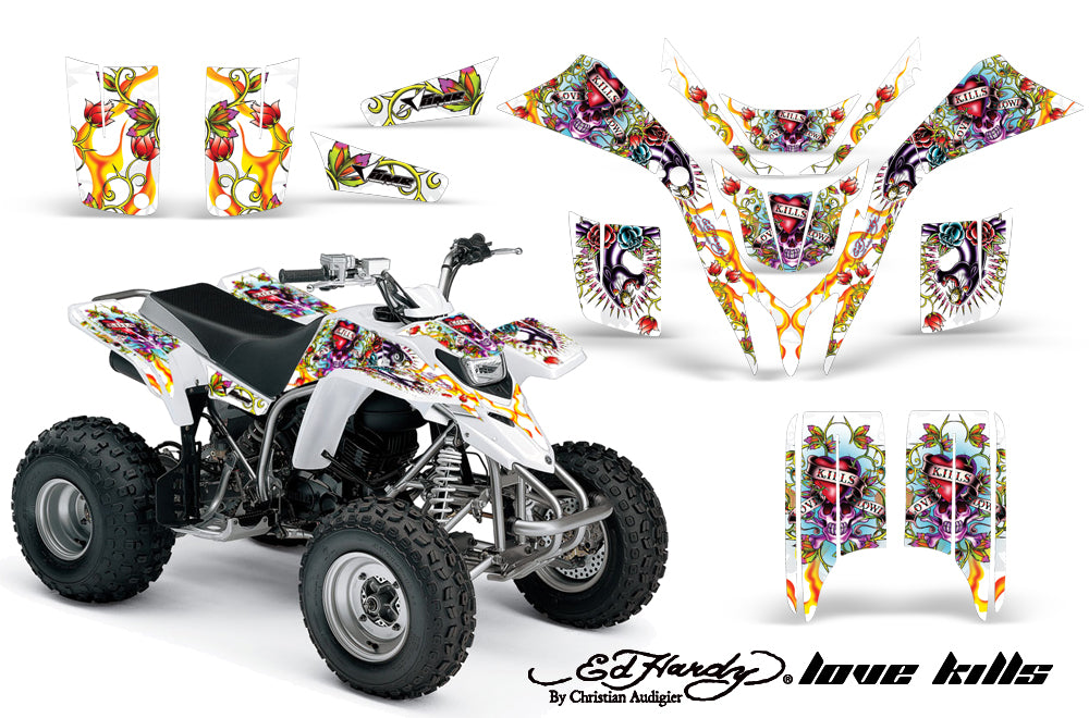ATV Graphics Kit Quad Decal Wrap For Yamaha Blaster YFS200 1988-2005 EDHLK WHITE-atv motorcycle utv parts accessories gear helmets jackets gloves pantsAll Terrain Depot