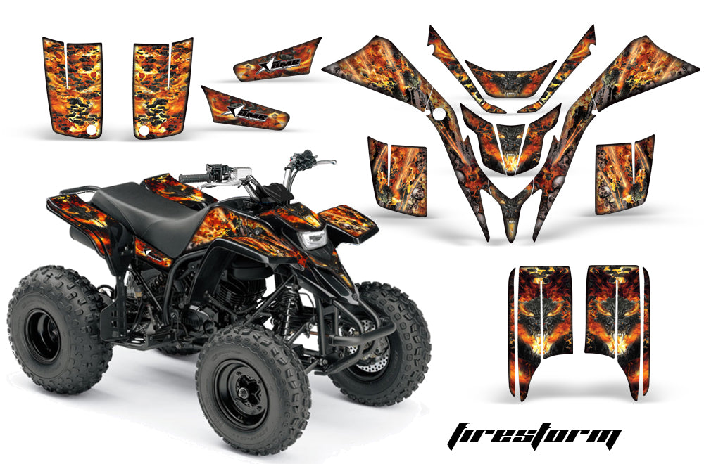 ATV Graphics Kit Quad Decal Wrap For Yamaha Blaster YFS200 1988-2005 FIRESTORM BLACK-atv motorcycle utv parts accessories gear helmets jackets gloves pantsAll Terrain Depot
