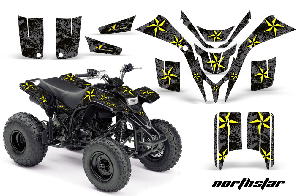 ATV Graphics Kit Quad Decal Wrap For Yamaha Blaster YFS200 1988-2005 NORTHSTAR YELLOW BLACK-atv motorcycle utv parts accessories gear helmets jackets gloves pantsAll Terrain Depot