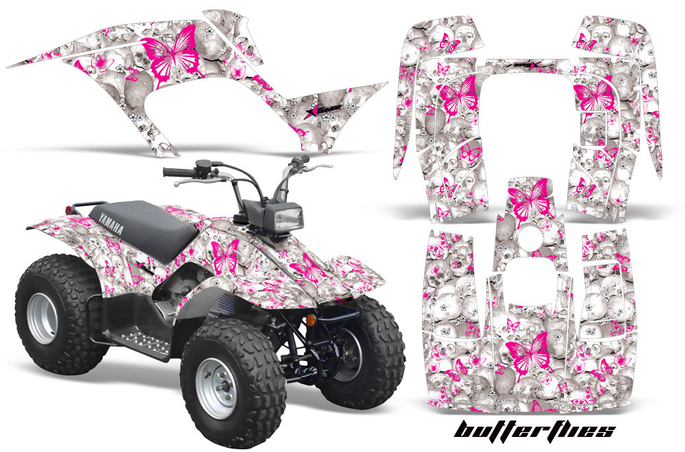 ATV Graphics Kit Quad Sticker Decal Wrap For Yamaha Breeze 125 1989-2004 BUTTERFLIES PINK WHITE-atv motorcycle utv parts accessories gear helmets jackets gloves pantsAll Terrain Depot