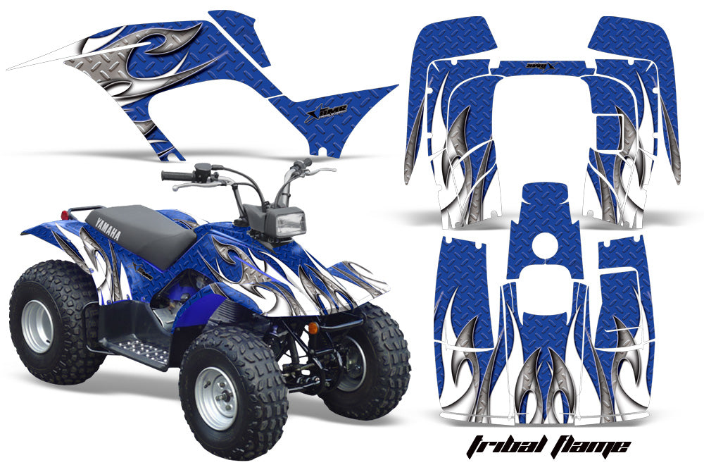 ATV Graphics Kit Quad Sticker Decal Wrap For Yamaha Breeze 125 1989-2004 TRIBAL WHITE BLUE-atv motorcycle utv parts accessories gear helmets jackets gloves pantsAll Terrain Depot