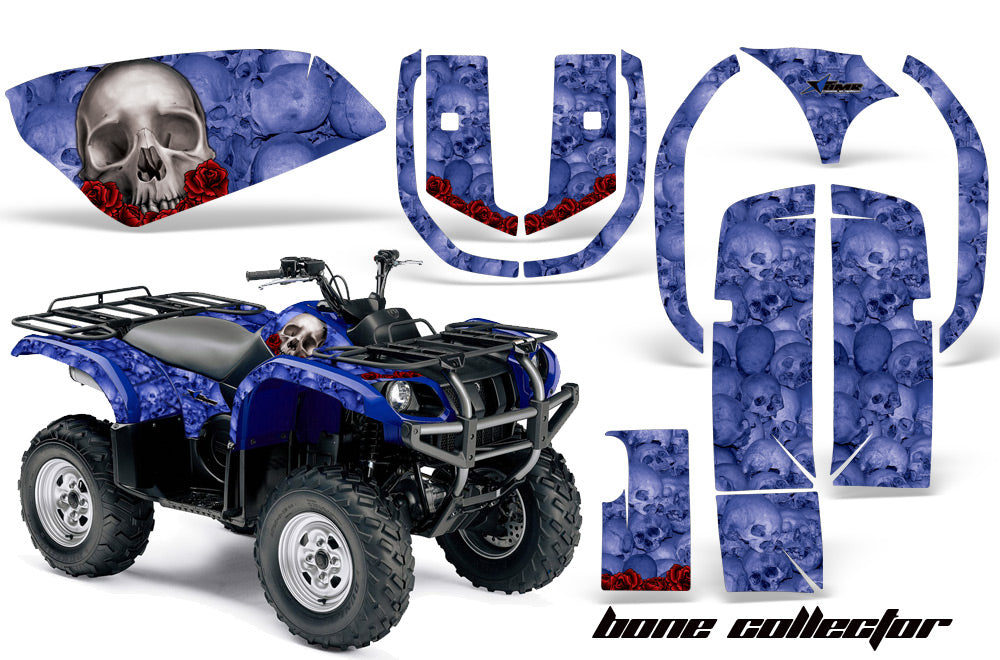 ATV Graphics Kit Quad Decal Wrap For Yamaha Grizzly YFM 660 2002-2008 BONES BLACK-atv motorcycle utv parts accessories gear helmets jackets gloves pantsAll Terrain Depot