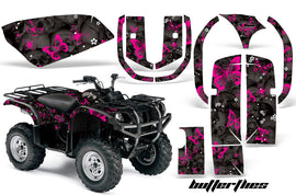 ATV Graphics Kit Quad Decal Wrap For Yamaha Grizzly YFM 660 2002-2008 BUTTERFLIES PINK BLACK-atv motorcycle utv parts accessories gear helmets jackets gloves pantsAll Terrain Depot