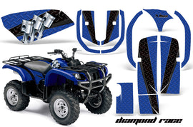 ATV Graphics Kit Quad Decal Wrap For Yamaha Grizzly YFM 660 2002-2008 DIAMOND RACE BLACK BLUE-atv motorcycle utv parts accessories gear helmets jackets gloves pantsAll Terrain Depot