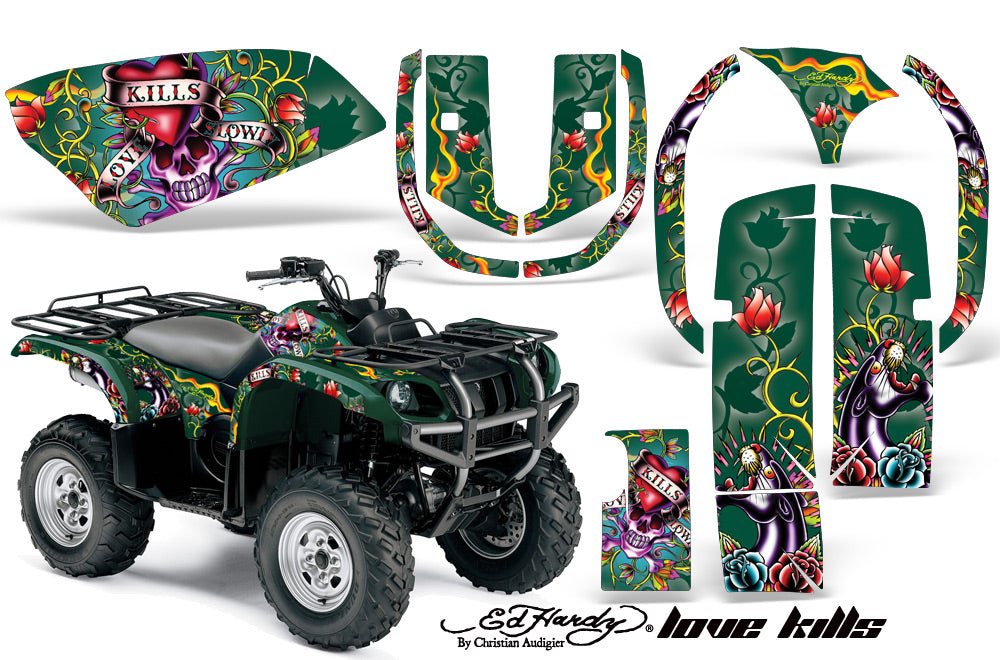 ATV Graphics Kit Quad Decal Wrap For Yamaha Grizzly YFM 660 2002-2008 EDHLK GREEN-atv motorcycle utv parts accessories gear helmets jackets gloves pantsAll Terrain Depot