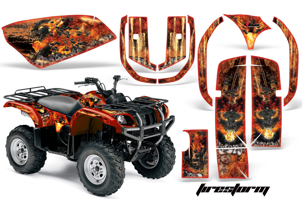 ATV Graphics Kit Quad Decal Wrap For Yamaha Grizzly YFM 660 2002-2008 FIRESTORM RED-atv motorcycle utv parts accessories gear helmets jackets gloves pantsAll Terrain Depot