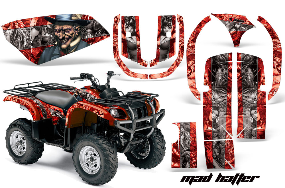 ATV Graphics Kit Quad Decal Wrap For Yamaha Grizzly YFM 660 2002-2008 HATTER SILVER RED-atv motorcycle utv parts accessories gear helmets jackets gloves pantsAll Terrain Depot