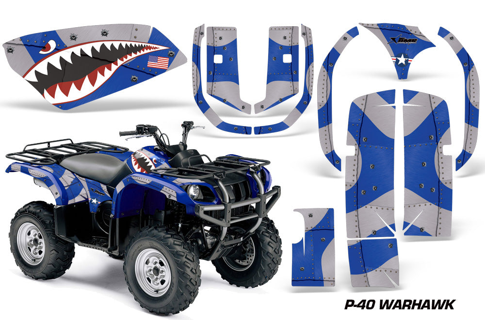 ATV Graphics Kit Quad Decal Wrap For Yamaha Grizzly YFM 660 2002-2008 WARHAWK BLUE-atv motorcycle utv parts accessories gear helmets jackets gloves pantsAll Terrain Depot