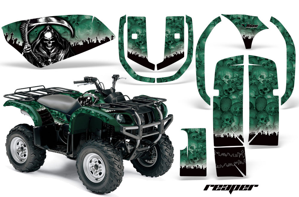 ATV Graphics Kit Quad Decal Wrap For Yamaha Grizzly YFM 660 2002-2008 REAPER GREEN-atv motorcycle utv parts accessories gear helmets jackets gloves pantsAll Terrain Depot