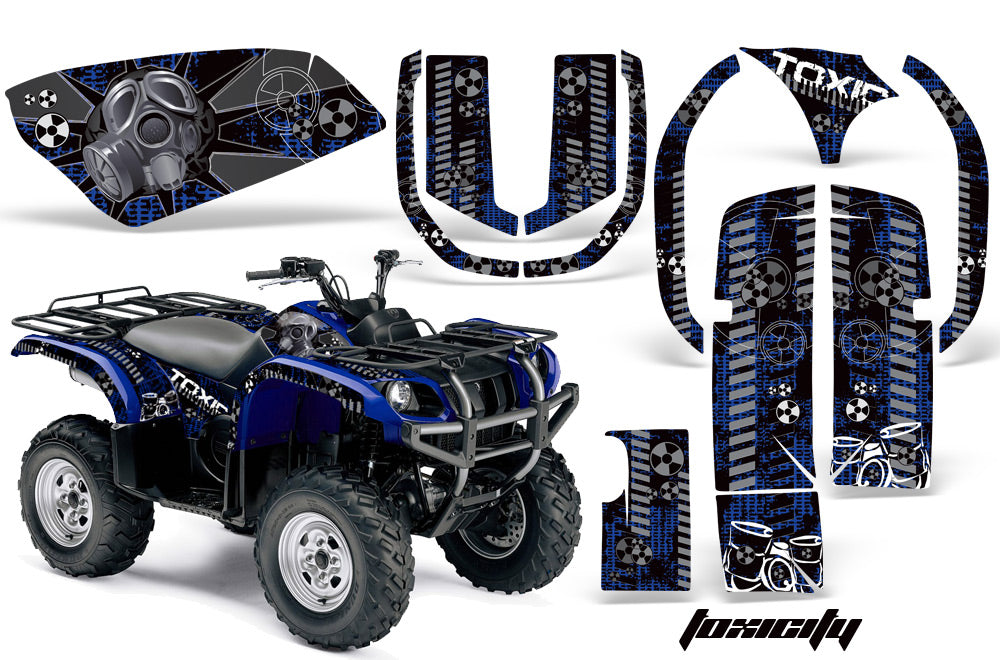 ATV Graphics Kit Quad Decal Wrap For Yamaha Grizzly YFM 660 2002-2008 TOXIC BLACK BLUE-atv motorcycle utv parts accessories gear helmets jackets gloves pantsAll Terrain Depot