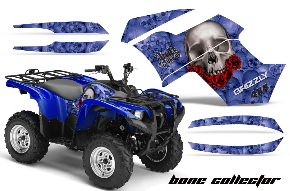 ATV Graphics Kit Quad Decal Wrap For Yamaha Grizzly 550 700 2007-2014 BONES BLACK-atv motorcycle utv parts accessories gear helmets jackets gloves pantsAll Terrain Depot