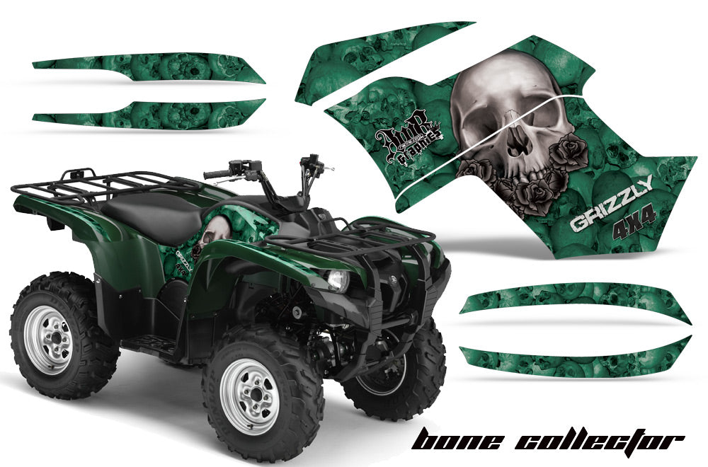 ATV Graphics Kit Quad Decal Wrap For Yamaha Grizzly 550 700 2007-2014 BONES GREEN-atv motorcycle utv parts accessories gear helmets jackets gloves pantsAll Terrain Depot