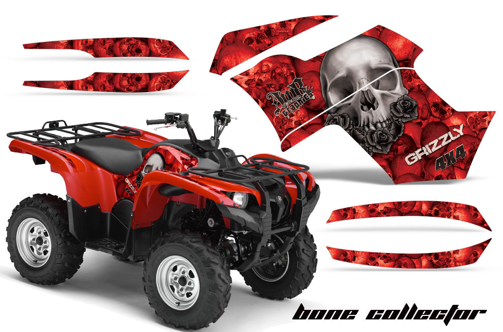 ATV Graphics Kit Quad Decal Wrap For Yamaha Grizzly 550 700 2007-2014 BONES RED-atv motorcycle utv parts accessories gear helmets jackets gloves pantsAll Terrain Depot