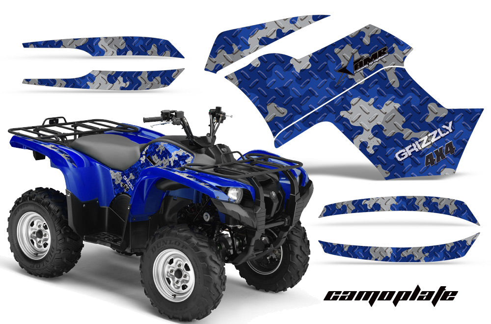 ATV Graphics Kit Quad Decal Wrap For Yamaha Grizzly 550 700 2007-2014 CAMOPLATE BLUE-atv motorcycle utv parts accessories gear helmets jackets gloves pantsAll Terrain Depot