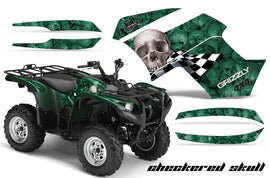 ATV Graphics Kit Quad Decal Wrap For Yamaha Grizzly 550 700 2007-2014 CHECKERED GREEN-atv motorcycle utv parts accessories gear helmets jackets gloves pantsAll Terrain Depot