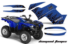 Load image into Gallery viewer, ATV Graphics Kit Quad Decal Wrap For Yamaha Grizzly 550 700 2007-2014 DIAMOND FLAMES BLACK BLUE-atv motorcycle utv parts accessories gear helmets jackets gloves pantsAll Terrain Depot