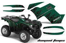 Load image into Gallery viewer, ATV Graphics Kit Quad Decal Wrap For Yamaha Grizzly 550 700 2007-2014 DIAMOND FLAMES BLACK GREEN-atv motorcycle utv parts accessories gear helmets jackets gloves pantsAll Terrain Depot