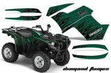 ATV Graphics Kit Quad Decal Wrap For Yamaha Grizzly 550 700 2007-2014 DIAMOND FLAMES BLACK GREEN