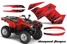 Load image into Gallery viewer, ATV Graphics Kit Quad Decal Wrap For Yamaha Grizzly 550 700 2007-2014 DIAMOND FLAMES BLACK RED-atv motorcycle utv parts accessories gear helmets jackets gloves pantsAll Terrain Depot