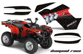 ATV Graphics Kit Quad Decal Wrap For Yamaha Grizzly 550 700 2007-2014 DIAMOND RACE RED BLACK-atv motorcycle utv parts accessories gear helmets jackets gloves pantsAll Terrain Depot