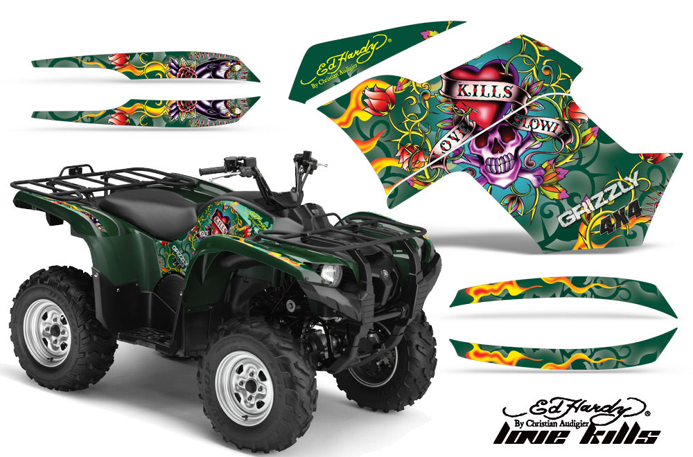 ATV Graphics Kit Quad Decal Wrap For Yamaha Grizzly 550 700 2007-2014 EDHLK GREEN-atv motorcycle utv parts accessories gear helmets jackets gloves pantsAll Terrain Depot