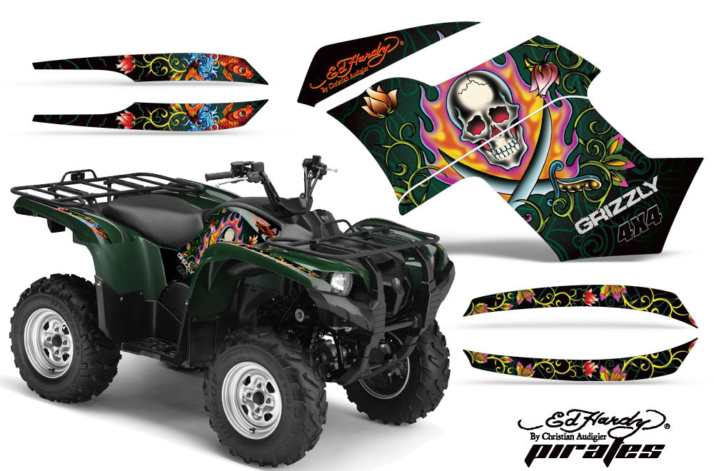 ATV Graphics Kit Quad Decal Wrap For Yamaha Grizzly 550 700 2007-2014 EDHP GREEN-atv motorcycle utv parts accessories gear helmets jackets gloves pantsAll Terrain Depot