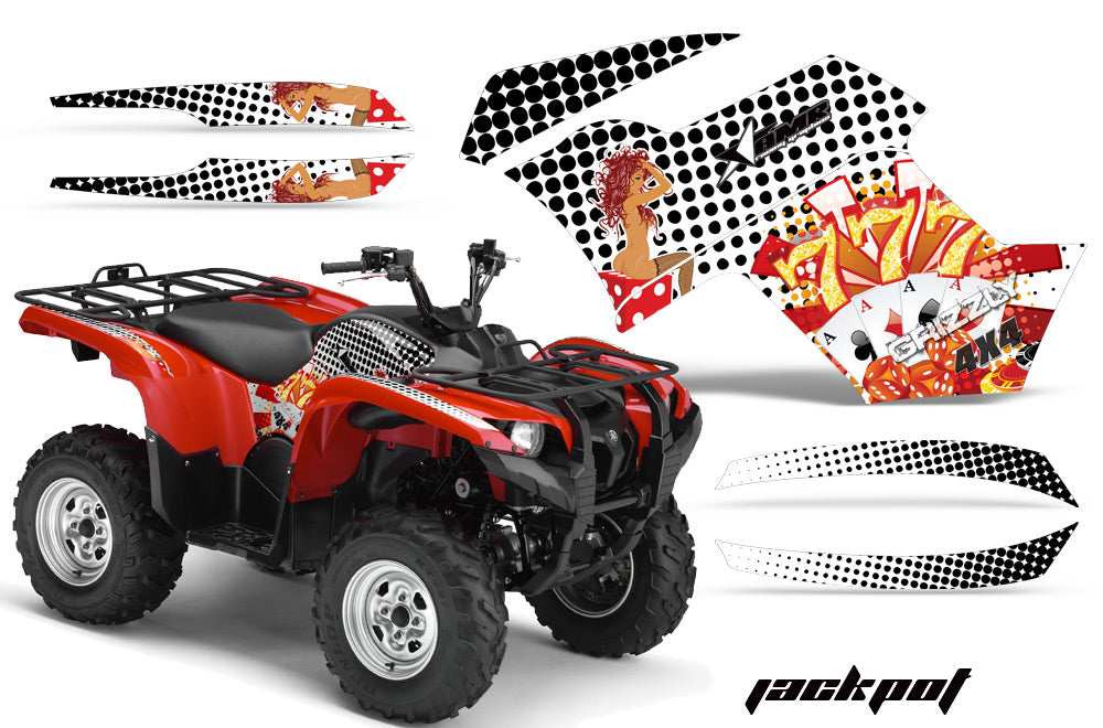 ATV Graphics Kit Quad Decal Wrap For Yamaha Grizzly 550 700 2007-2014 JACKPOT WHITE-atv motorcycle utv parts accessories gear helmets jackets gloves pantsAll Terrain Depot
