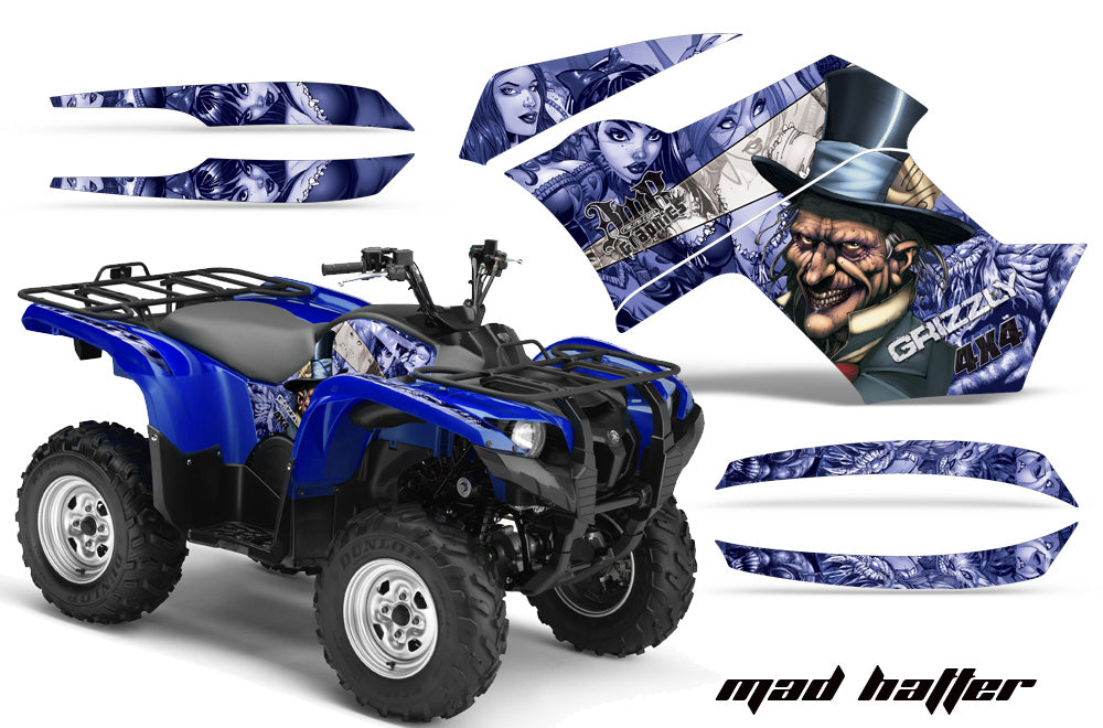 ATV Graphics Kit Quad Decal Wrap For Yamaha Grizzly 550 700 2007-2014 HATTER WHITE BLACK-atv motorcycle utv parts accessories gear helmets jackets gloves pantsAll Terrain Depot