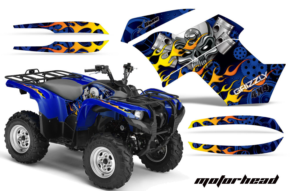 ATV Graphics Kit Quad Decal Wrap For Yamaha Grizzly 550 700 2007-2014 MOTORHEAD BLUE-atv motorcycle utv parts accessories gear helmets jackets gloves pantsAll Terrain Depot