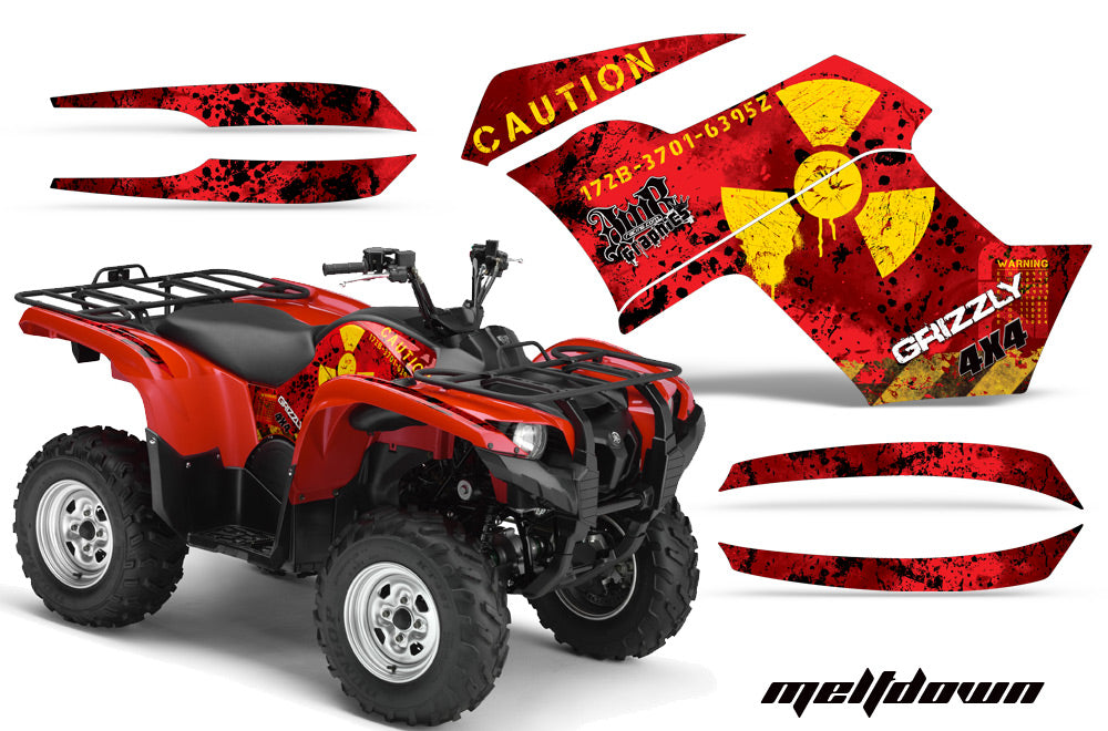 ATV Graphics Kit Quad Decal Wrap For Yamaha Grizzly 550 700 2007-2014 MELTDOWN YELLOW RED-atv motorcycle utv parts accessories gear helmets jackets gloves pantsAll Terrain Depot