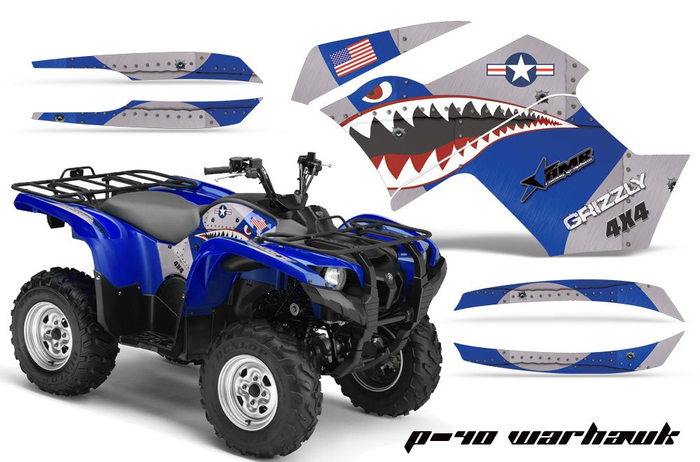 ATV Graphics Kit Quad Decal Wrap For Yamaha Grizzly 550 700 2007-2014 WARHAWK BLUE-atv motorcycle utv parts accessories gear helmets jackets gloves pantsAll Terrain Depot