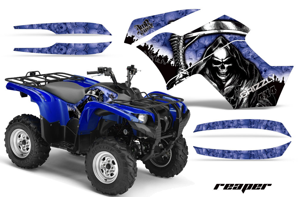 ATV Graphics Kit Quad Decal Wrap For Yamaha Grizzly 550 700 2007-2014 REAPER BLUE-atv motorcycle utv parts accessories gear helmets jackets gloves pantsAll Terrain Depot