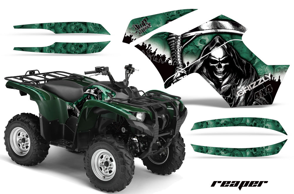 ATV Graphics Kit Quad Decal Wrap For Yamaha Grizzly 550 700 2007-2014 REAPER GREEN-atv motorcycle utv parts accessories gear helmets jackets gloves pantsAll Terrain Depot