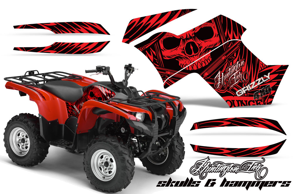 ATV Graphics Kit Quad Decal Wrap For Yamaha Grizzly 550 700 2007-2014 HISH RED-atv motorcycle utv parts accessories gear helmets jackets gloves pantsAll Terrain Depot