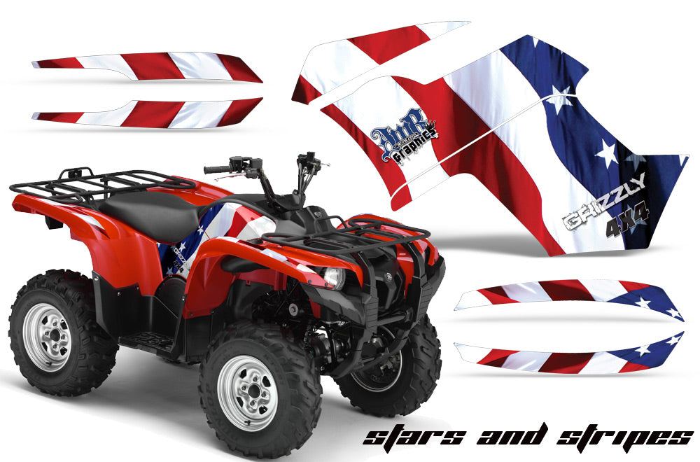 ATV Graphics Kit Quad Decal Wrap For Yamaha Grizzly 550 700 2007-2014 USA FLAG-atv motorcycle utv parts accessories gear helmets jackets gloves pantsAll Terrain Depot