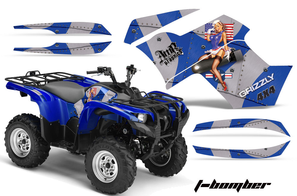 ATV Graphics Kit Quad Decal Wrap For Yamaha Grizzly 550 700 2007-2014 TBOMBER BLUE-atv motorcycle utv parts accessories gear helmets jackets gloves pantsAll Terrain Depot