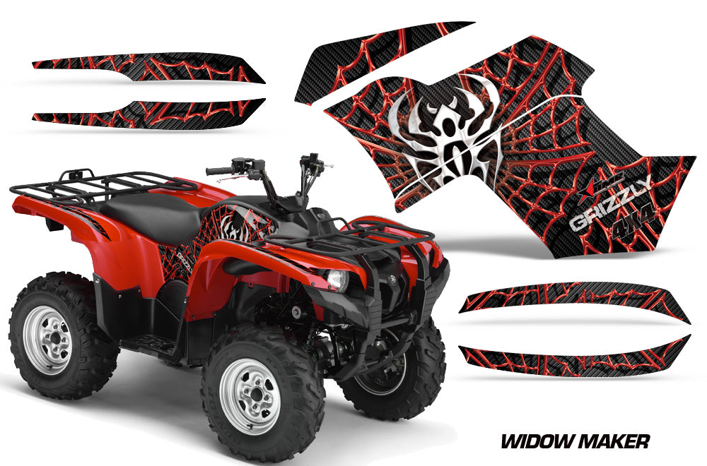 ATV Graphics Kit Quad Decal Wrap For Yamaha Grizzly 550 700 2007-2014 WIDOW RED BLACK-atv motorcycle utv parts accessories gear helmets jackets gloves pantsAll Terrain Depot