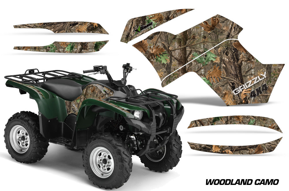 ATV Graphics Kit Quad Decal Wrap For Yamaha Grizzly 550 700 2007-2014 WOODLAND CAMO-atv motorcycle utv parts accessories gear helmets jackets gloves pantsAll Terrain Depot