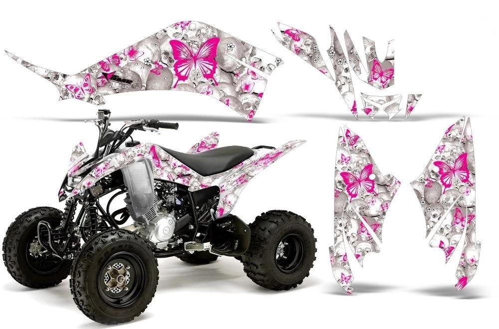 ATV Decal Graphic Kit Quad Sticker Wrap For Yamaha Raptor 125 2011-2013 BUTTERFLIES PINK WHITE-atv motorcycle utv parts accessories gear helmets jackets gloves pantsAll Terrain Depot