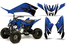 Load image into Gallery viewer, ATV Decal Graphic Kit Quad Sticker Wrap For Yamaha Raptor 125 2011-2013 DIAMOND FLAMES BLACK BLUE-atv motorcycle utv parts accessories gear helmets jackets gloves pantsAll Terrain Depot