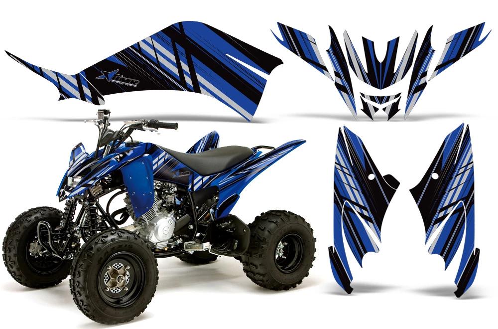 ATV Decal Graphic Kit Quad Sticker Wrap For Yamaha Raptor 125 2011-2013 INLINE BLUE BLACK-atv motorcycle utv parts accessories gear helmets jackets gloves pantsAll Terrain Depot