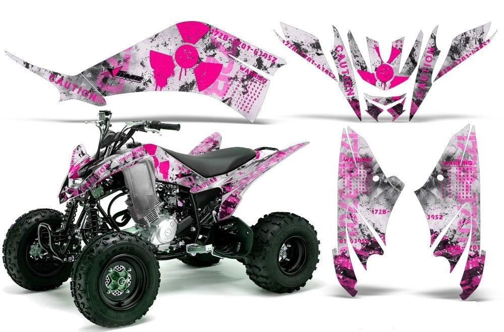 ATV Decal Graphic Kit Quad Sticker Wrap For Yamaha Raptor 125 2011-2013 MELTDOWN PINK WHITE-atv motorcycle utv parts accessories gear helmets jackets gloves pantsAll Terrain Depot