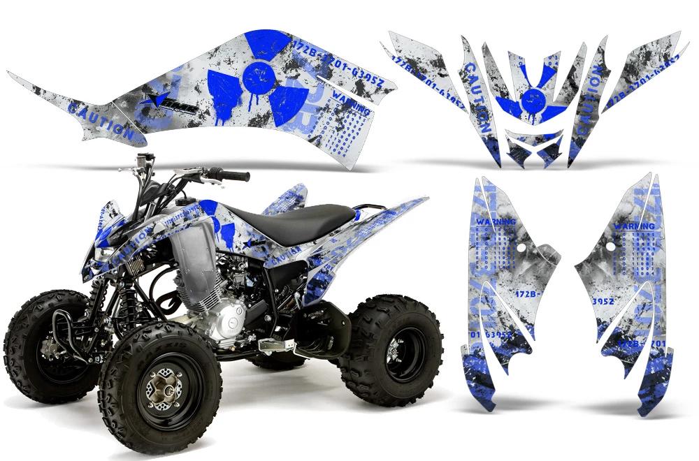 ATV Decal Graphic Kit Quad Sticker Wrap For Yamaha Raptor 125 2011-2013 MELTDOWN BLUE WHITE-atv motorcycle utv parts accessories gear helmets jackets gloves pantsAll Terrain Depot