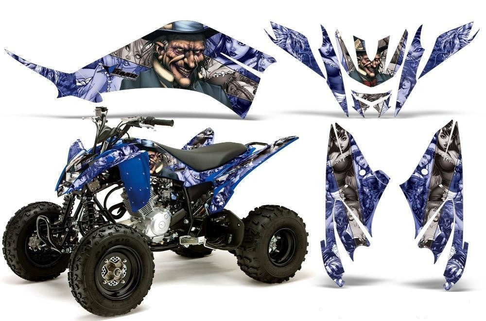 ATV Decal Graphic Kit Quad Sticker Wrap For Yamaha Raptor 125 2011-2013 HATTER SILVER BLUE-atv motorcycle utv parts accessories gear helmets jackets gloves pantsAll Terrain Depot