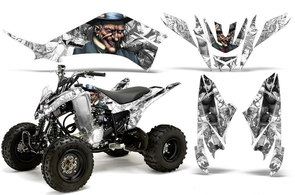 ATV Decal Graphic Kit Quad Sticker Wrap For Yamaha Raptor 125 2011-2013 HATTER SILVER WHITE-atv motorcycle utv parts accessories gear helmets jackets gloves pantsAll Terrain Depot