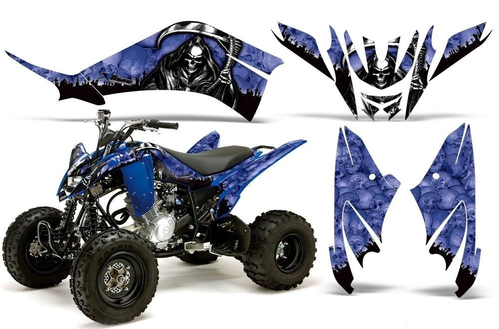ATV Decal Graphic Kit Quad Sticker Wrap For Yamaha Raptor 125 2011-2013 REAPER BLUE-atv motorcycle utv parts accessories gear helmets jackets gloves pantsAll Terrain Depot